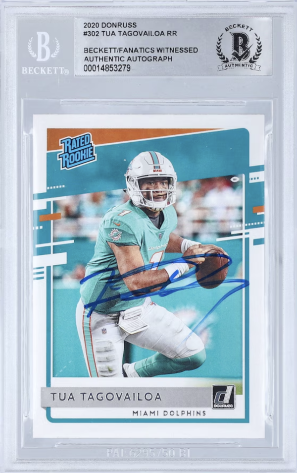 Tua Tagovailoa Miami Dolphins Autographed 2020 Witnessed Authenticated Rookie Card