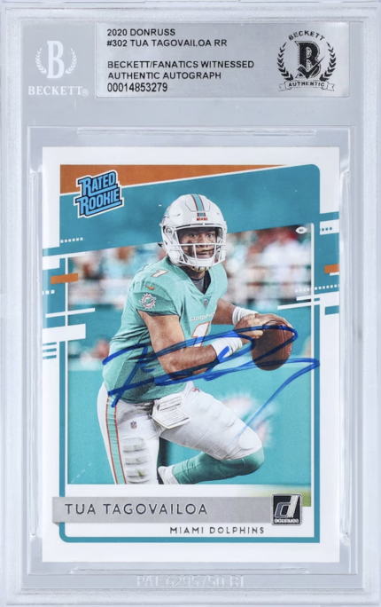 Tua Tagovailoa Miami Dolphins Autographed 2020 Witnessed Authenticated Rookie Card