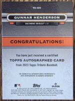 2023 Topps Tribute Gunnar Henderson Auto RC /10 - Image 2