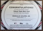 2023 Topps Tribute Ronald Acuna Jr Triple Relic Purple /50 - Image 2
