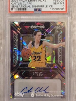 2024 Prizm Draft Picks Caitlyn Clark Sensational Signature Purple Ice Auto RC PSA 10
